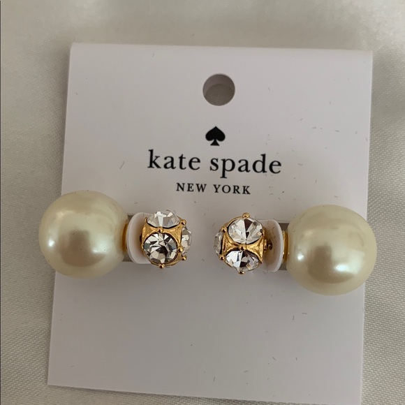 kate spade Jewelry - Kate Spade Gold and Pearl Crystal Earrings